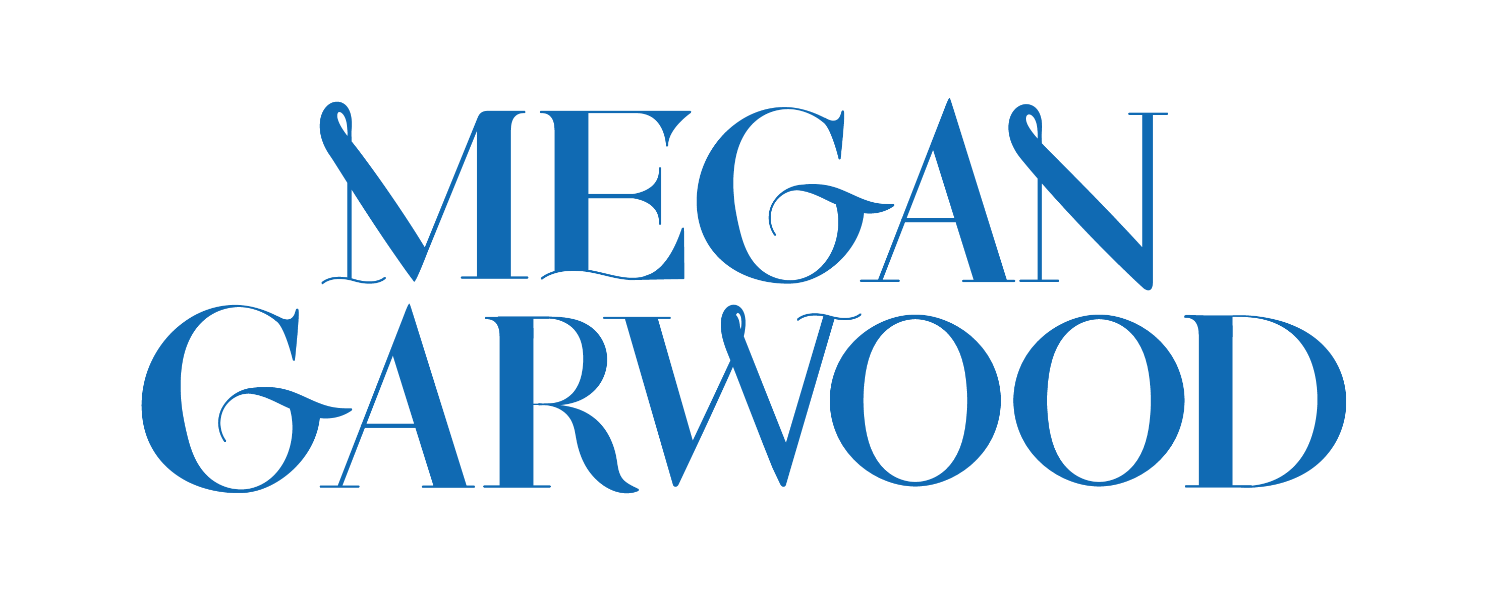 Text-based logo reading Megan Garwood in a whimsical serif font